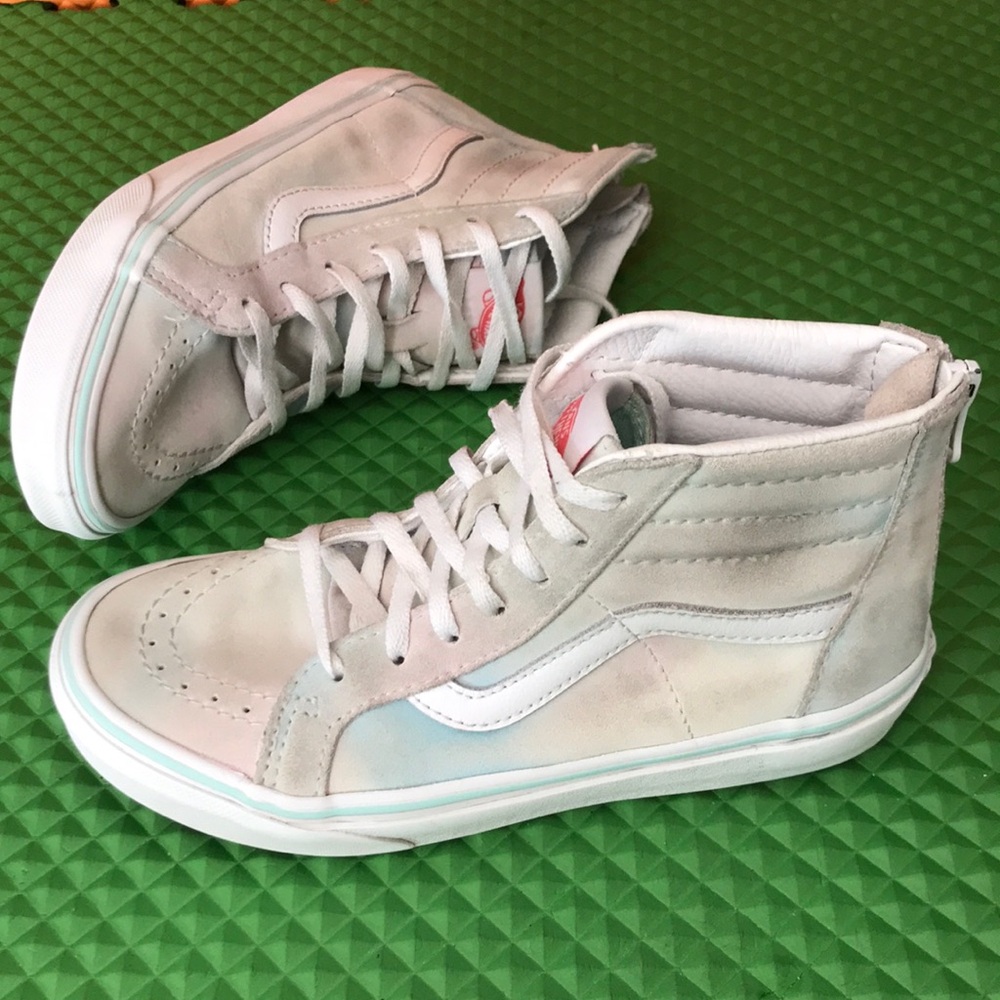 VANS Sk8-Hi Shoes Kids Girls Suede Rainbow Pastel Back Zip High Top | 2.5